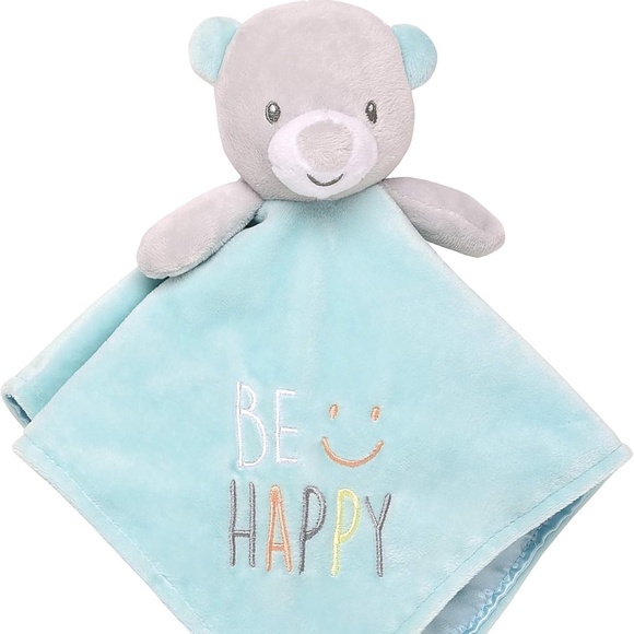 Baby Starters Teddy Bear Lovey Be Happy Blue Grey Security Blanket - Picture 14 of 14